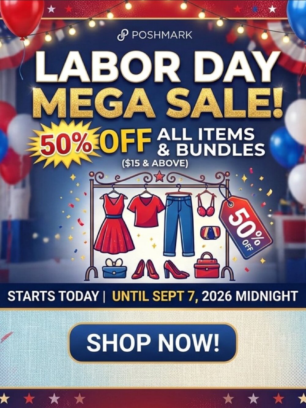 🎉 LABOR DAY MEGA SALE! Take 50% OFF! 🎉